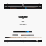 PRO147 Hurricane 57 Inch 3/4 Heavy Weight Snooker Pool Cue 9.5mm Tip with Hard Case and Extensions