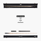 Baize Master CLASSIQUE 57 Inch 3/4 Joint Ebony Butt English Pool Cue and Case Set 8.5mm Tip