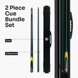 Jonny 8 Ball Inferno 2 Piece Graphite Fiberglass Cue and Case Set 9.5mm Green Layered Tip