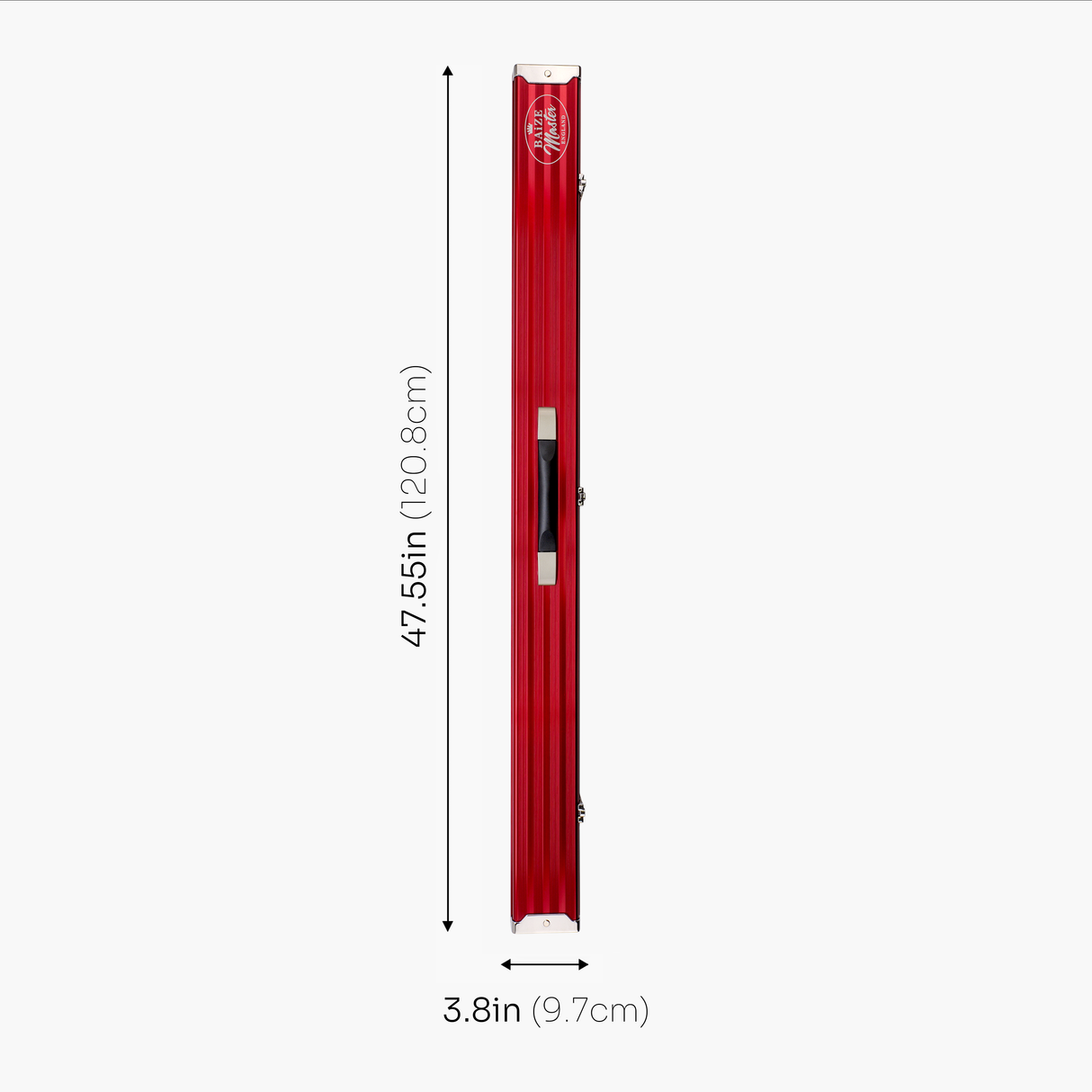 Baize Master WIDE RED 3/4 PRO LINE Aluminium Metal Ends Snooker Pool Cue Case - Holds 2 Cues