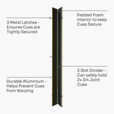 Baize Master SATIN LINE Pro Aluminium 3/4 Luxury Snooker Pool Cue Case – Holds Two ¾ Joint Cues Baize Master