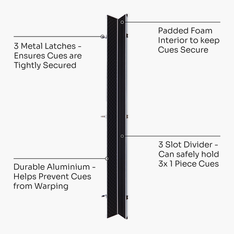 Baize Master SATIN LINE Pro Aluminium 3/4 Luxury Snooker Pool Cue Case – Holds Two ¾ Joint Cues Baize Master