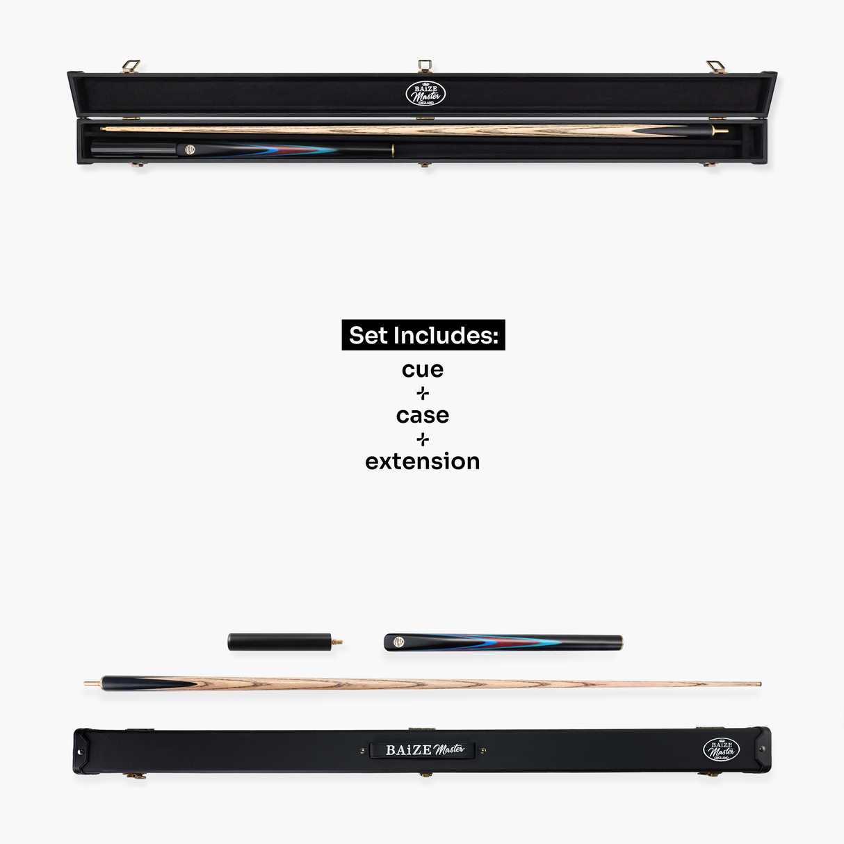 Baize Master Junior Marksman 52 Inch 3/4 Joint English Pool Cue and Case Set with 9mm Tip