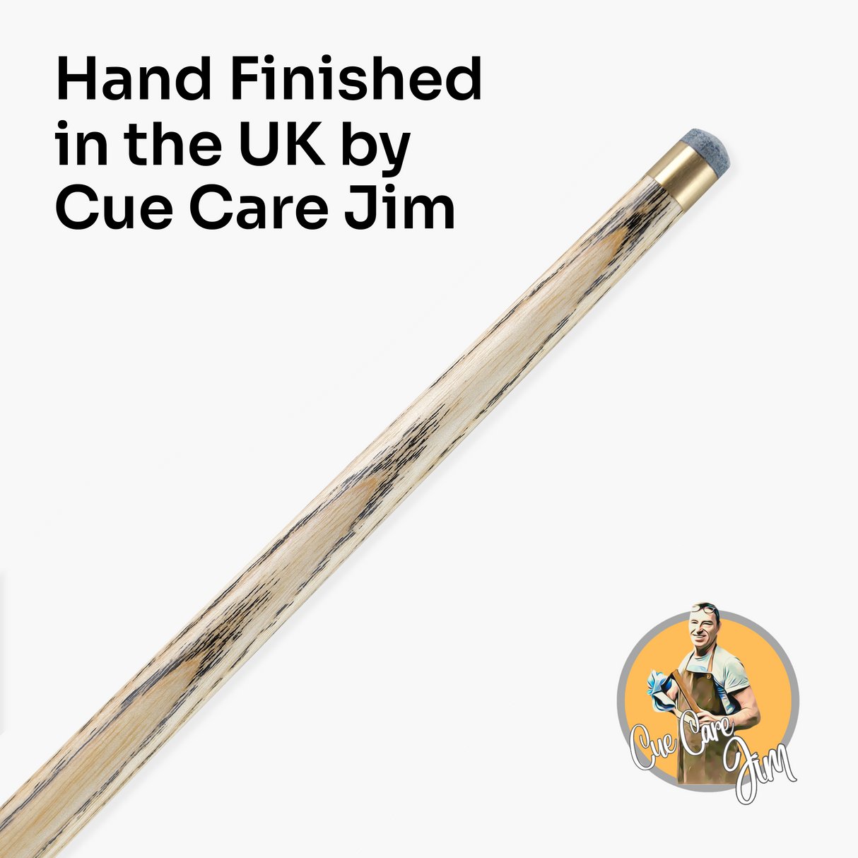 Baize Master Kingwood Limited-Edition 57 Inch ¾ Joint Professional Ash Snooker Pool Cue 9.5mm Tip with Hand Fitted PRO SPIN Medium Tip - Hand Finished in the UK by Cue Care Jim using Lynch’s Cue Balm