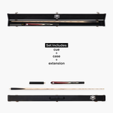 PRO147 Traditional Eclipse 3/4 Joint Snooker and Pool Standard Cue and Case Set with 9.5mm Green Layered Tip