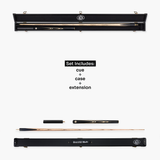 Baize Master Midnight Marksman ¾ Joint English Pool Cue and Case Set with 8.5mm Baize Master Pro Impact Hybrid Tip