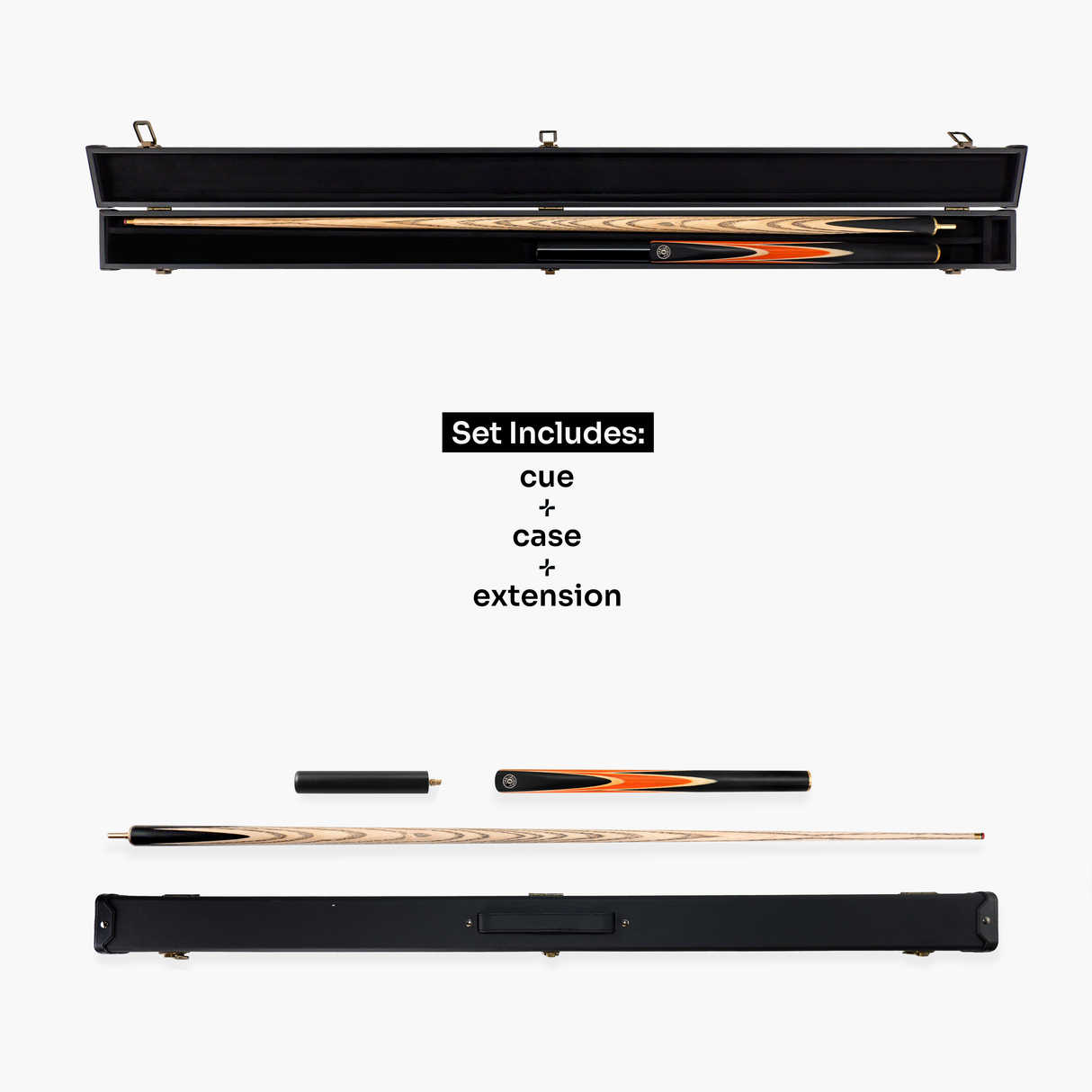 Jonny 8 Ball Sniper 3/4 Pool Cue and Case Set 8mm Tip with Black Hard Case + Mini Butt