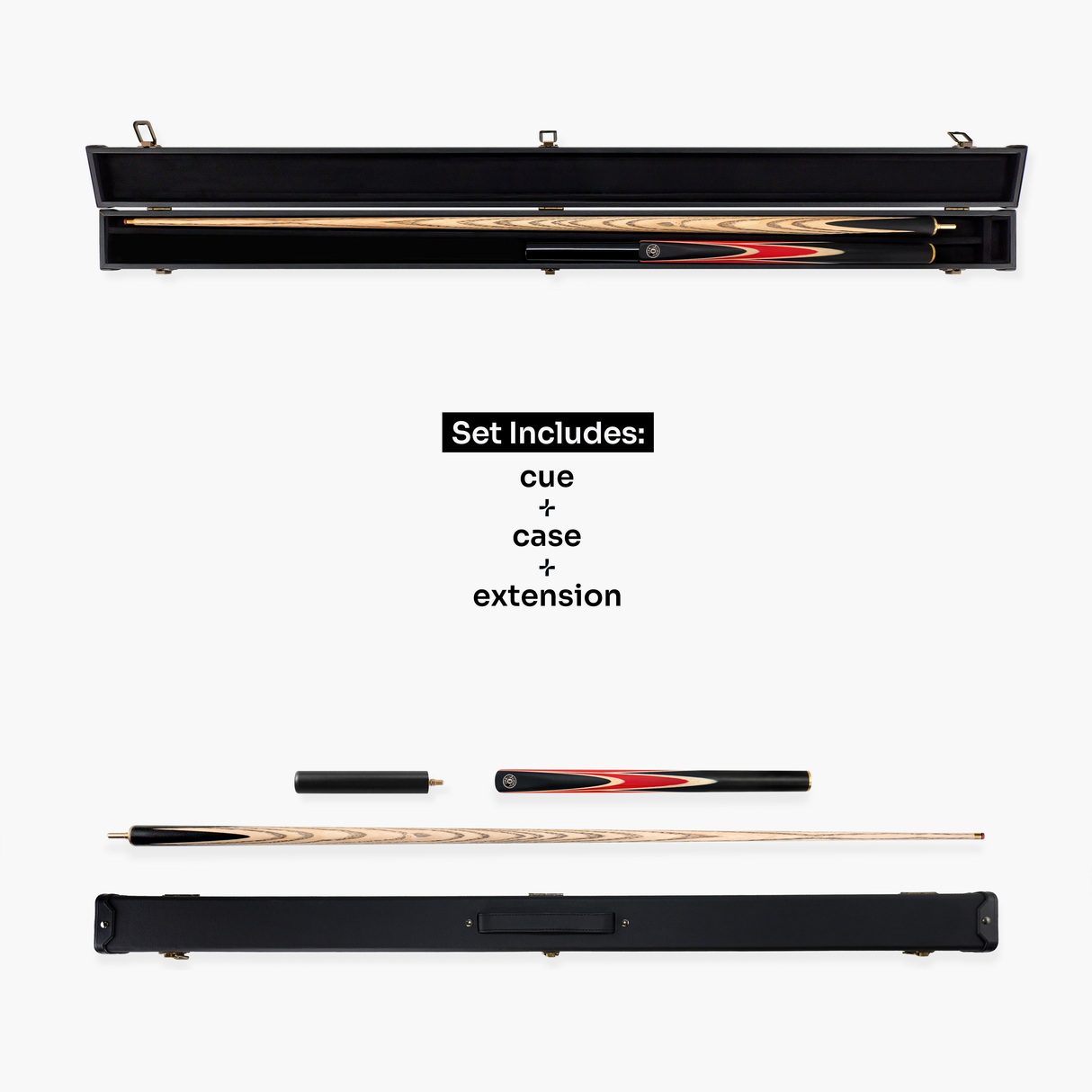 Jonny 8 Ball Sniper 3/4 Pool Cue and Case Set 8mm Tip with Black Hard Case + Mini Butt