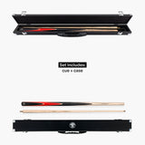 Jonny 8 Ball Sniper 2 Piece English Pool Cue and Case Set 8mm Pro Tip With Black Hard Case
