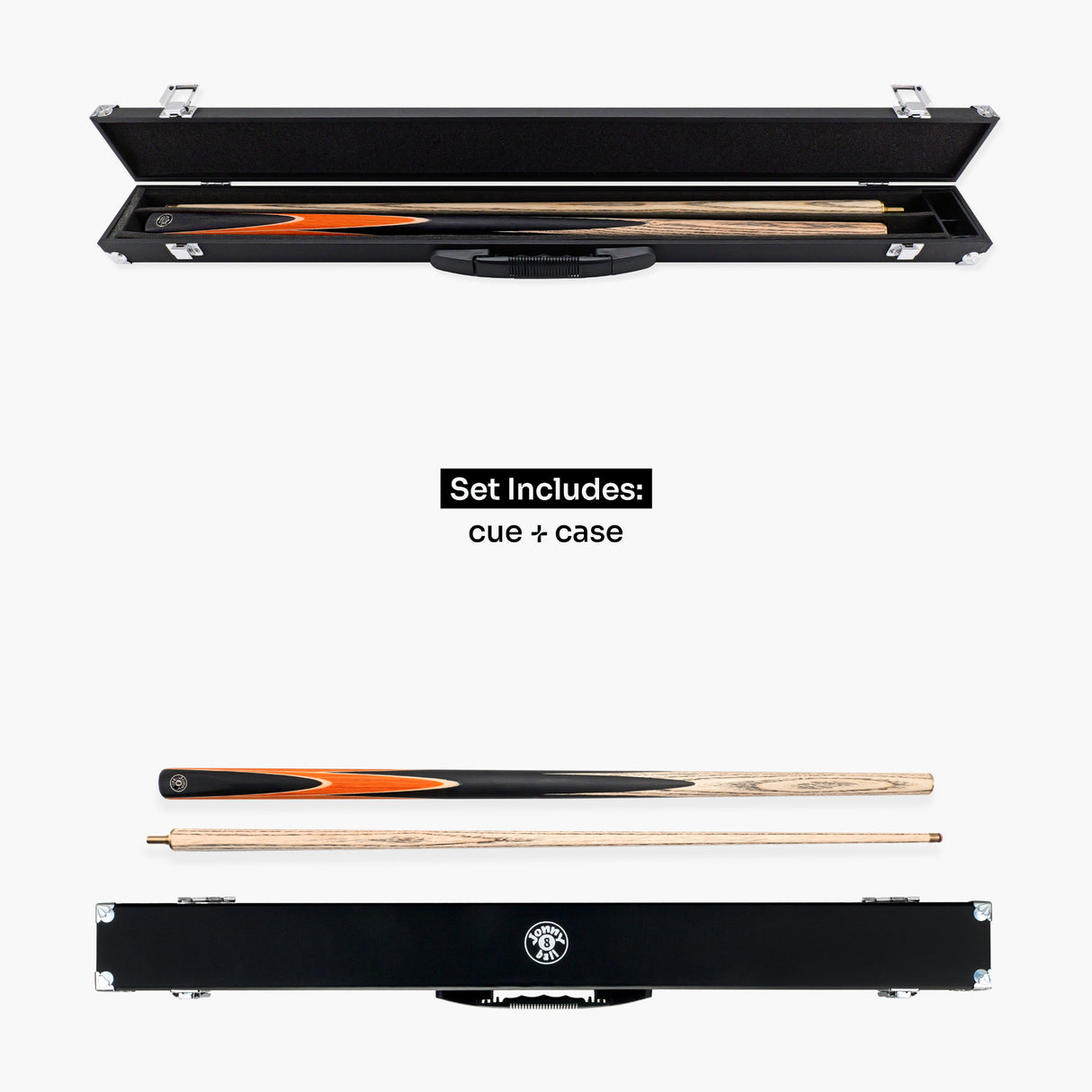 Jonny 8 Ball Sniper 2 Piece English Pool Cue and Case Set 8mm Pro Tip With Black Hard Case