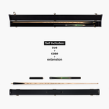 Jonny 8 Ball Sniper 3/4 Pool Cue and Case Set 8mm Tip with Black Hard Case + Mini Butt