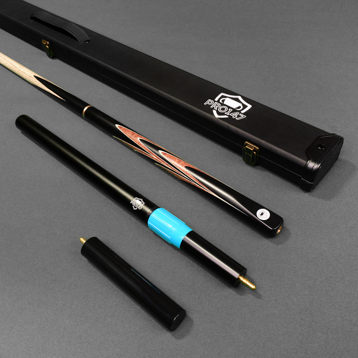 PRO147 Saturn Eclipse 3/4 Joint Snooker and Pool Deluxe Cue Case Set with 9.5mm Green Layered Tip