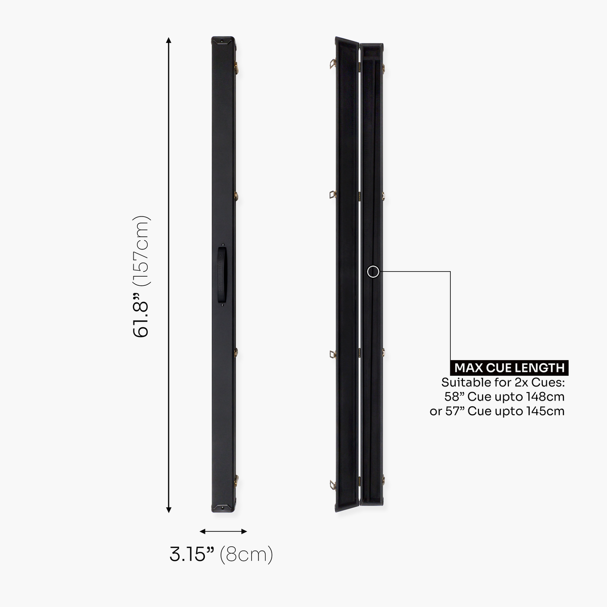 PRO147 Trident 1 Piece Snooker and Pool Cue and Case Set with 9.5mm Layered Tip
