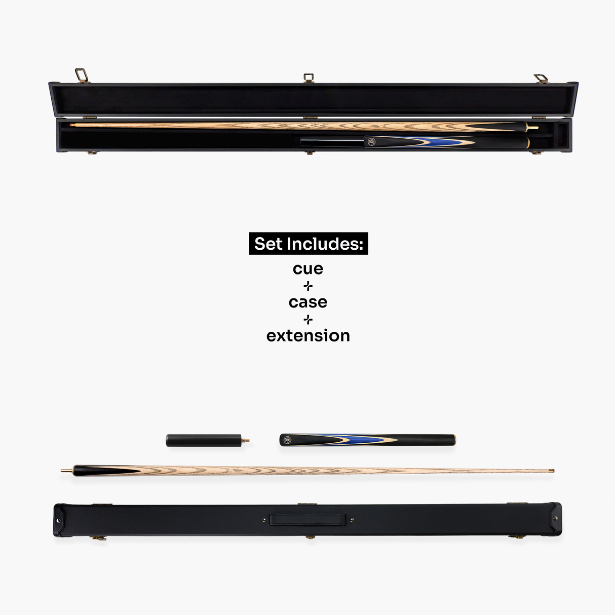 Jonny 8 Ball Sniper 3/4 Pool Cue and Case Set 8mm Tip with Black Hard Case + Mini Butt