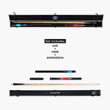 Baize Master Crucible 57 Inch 3/4 Jointed Snooker Pool Cue and Case Set 9.5mm Tip