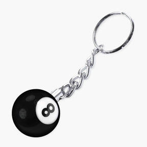 Miniature 2.5cm Lucky 8 Ball Pool Ball Keyring, Keyfob Cue & Case