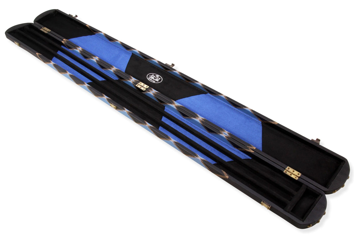 Baize Master 3/4 Joint WIDE 3 Slot BLUE DIAMONDS Luxury Round End Snooker Pool Cue Case with Studs - Holds 2 Cues