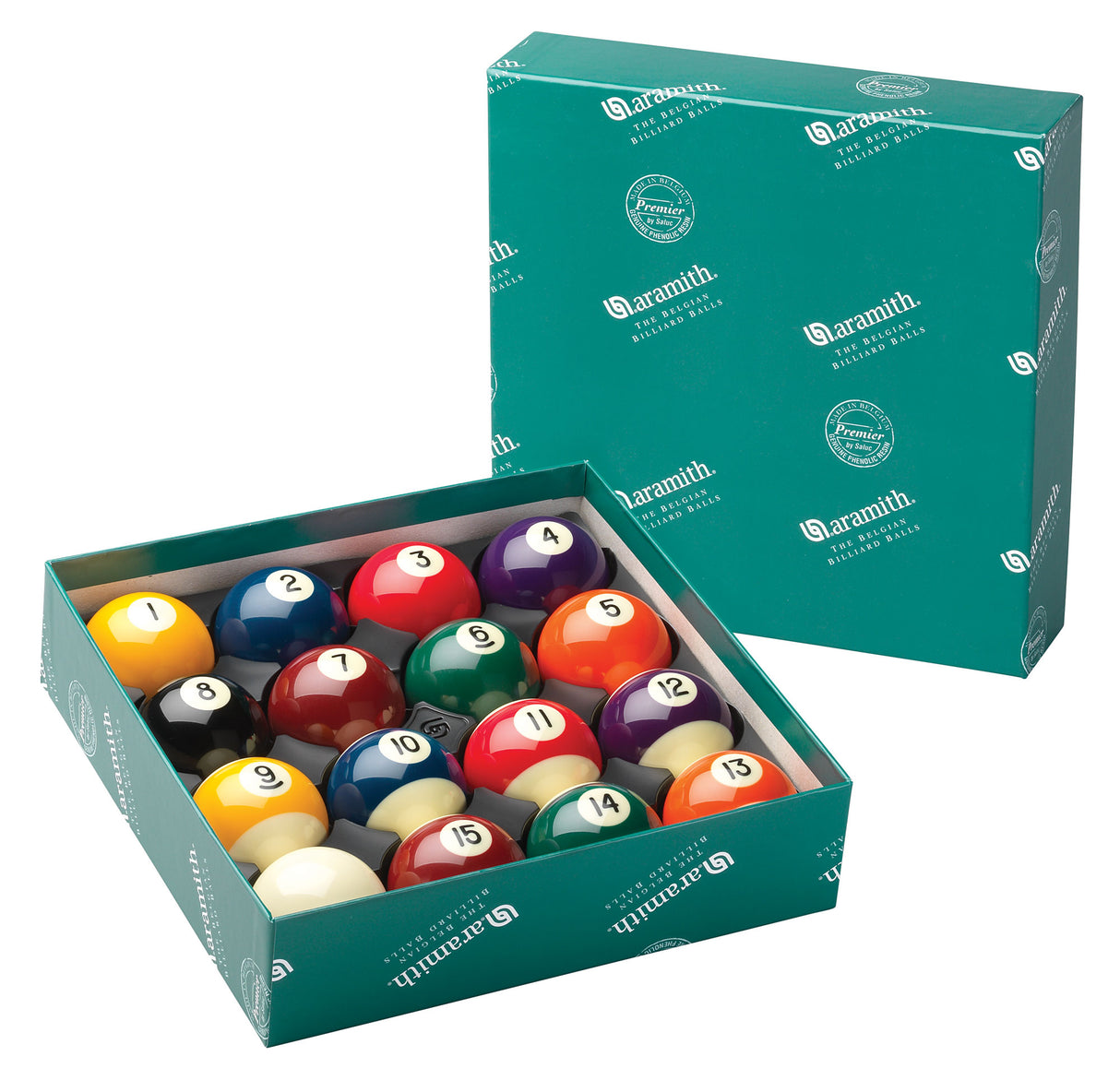 2" Inch ARAMITH PREMIER SPOTS & STRIPES Engraved Tournament Pool Balls