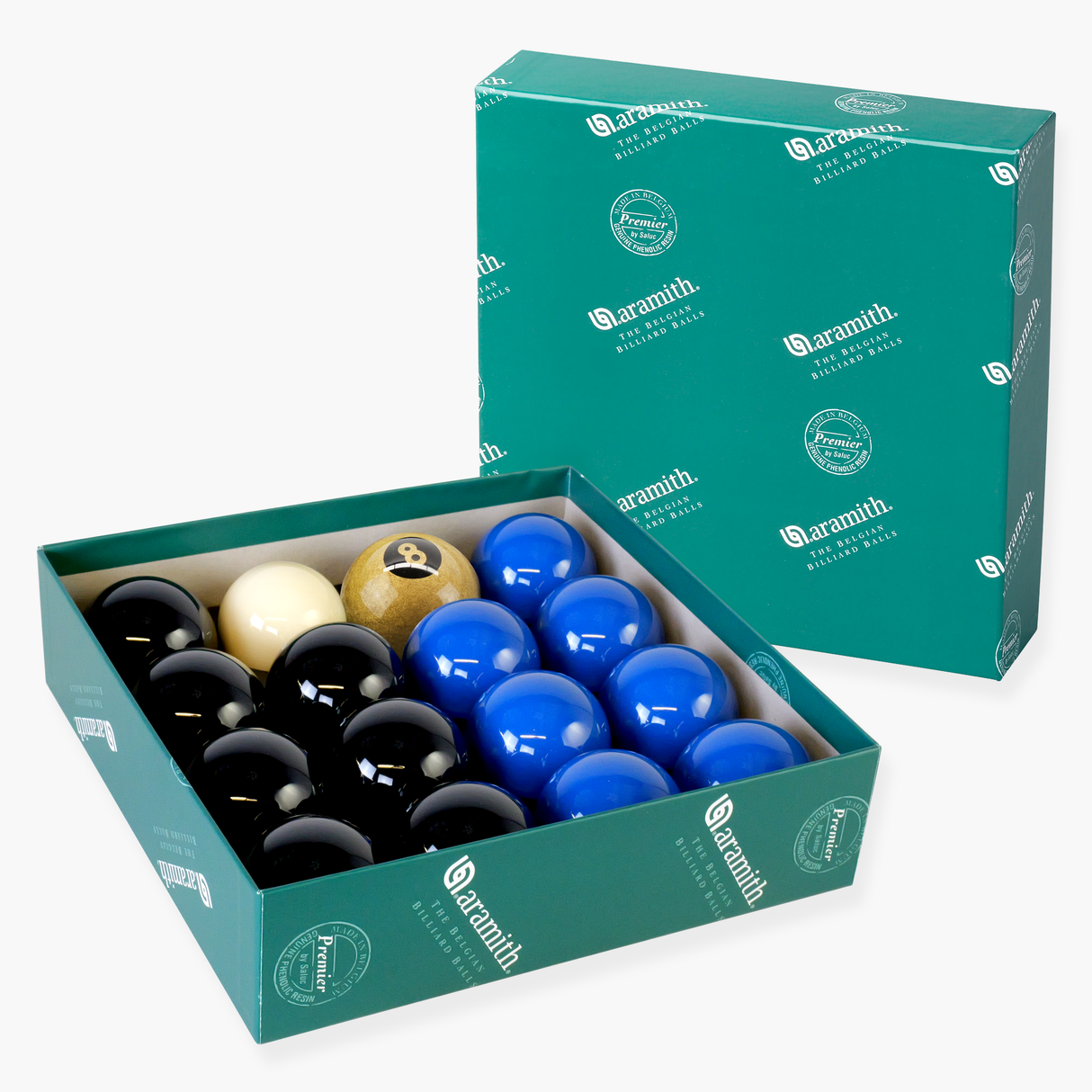 EXCLUSIVE! Aramith Premier Gold 8 Ball Edition Black & Blue Pool Balls