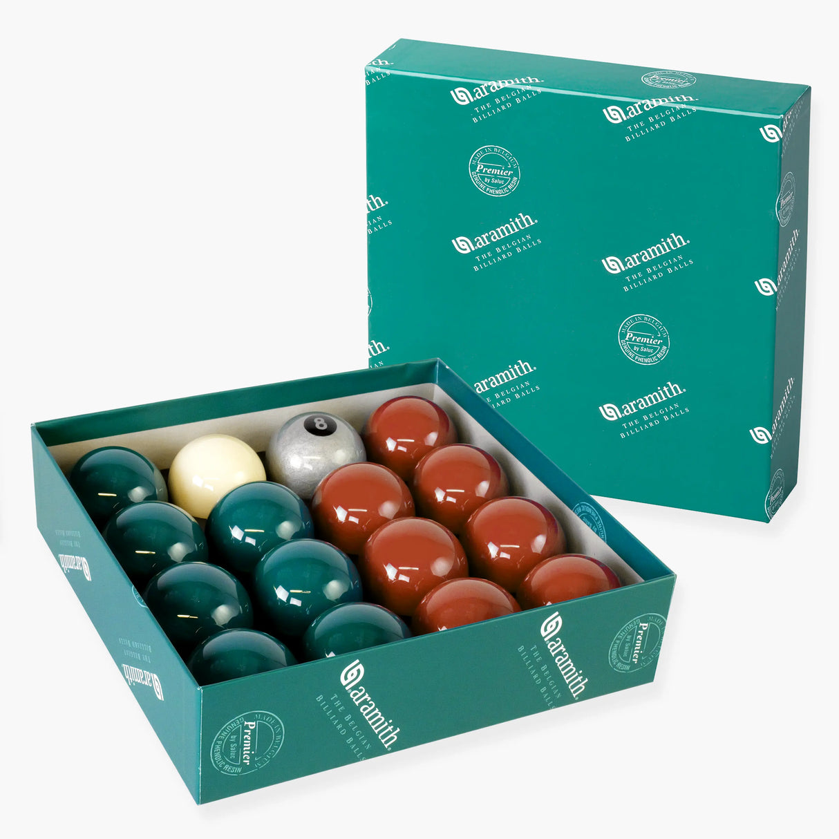 EXCLUSIVE! Aramith Premier SILVER 8 BALL Edition GREEN & BROWN Pool Balls Aramith