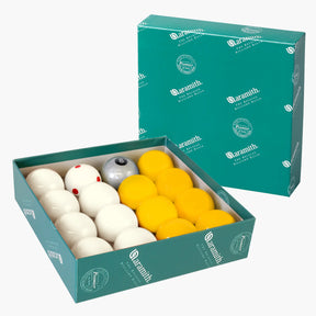 EXCLUSIVE! Aramith SILVER 8 Edition YELLOW & WHITE Pool Balls - PRO CUP Cue Ball Aramith