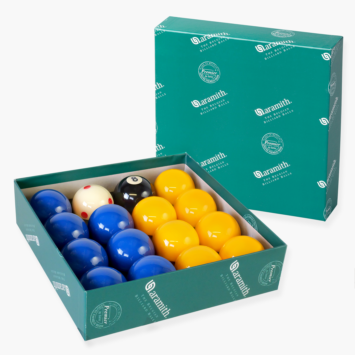 Aramith LEAGUE Edition YELLOW & BLUE Pool Balls - PRO CUP Spotted Cue Ball