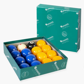 Aramith LEAGUE Edition YELLOW & BLUE Pool Balls - PRO CUP Spotted Cue Ball Aramith