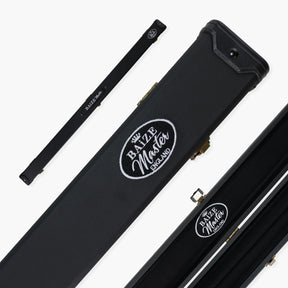 Baize Master 3/4 Deluxe Black Snooker Pool Case with Plastic Ends and Embroidered Logo - BLACK INTERIOR Baize Master
