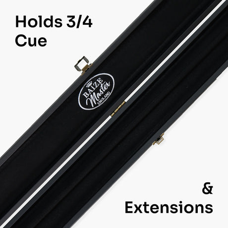 Baize Master 3/4 Deluxe Black Snooker Pool Case with Plastic Ends and Embroidered Logo - BLACK INTERIOR Baize Master