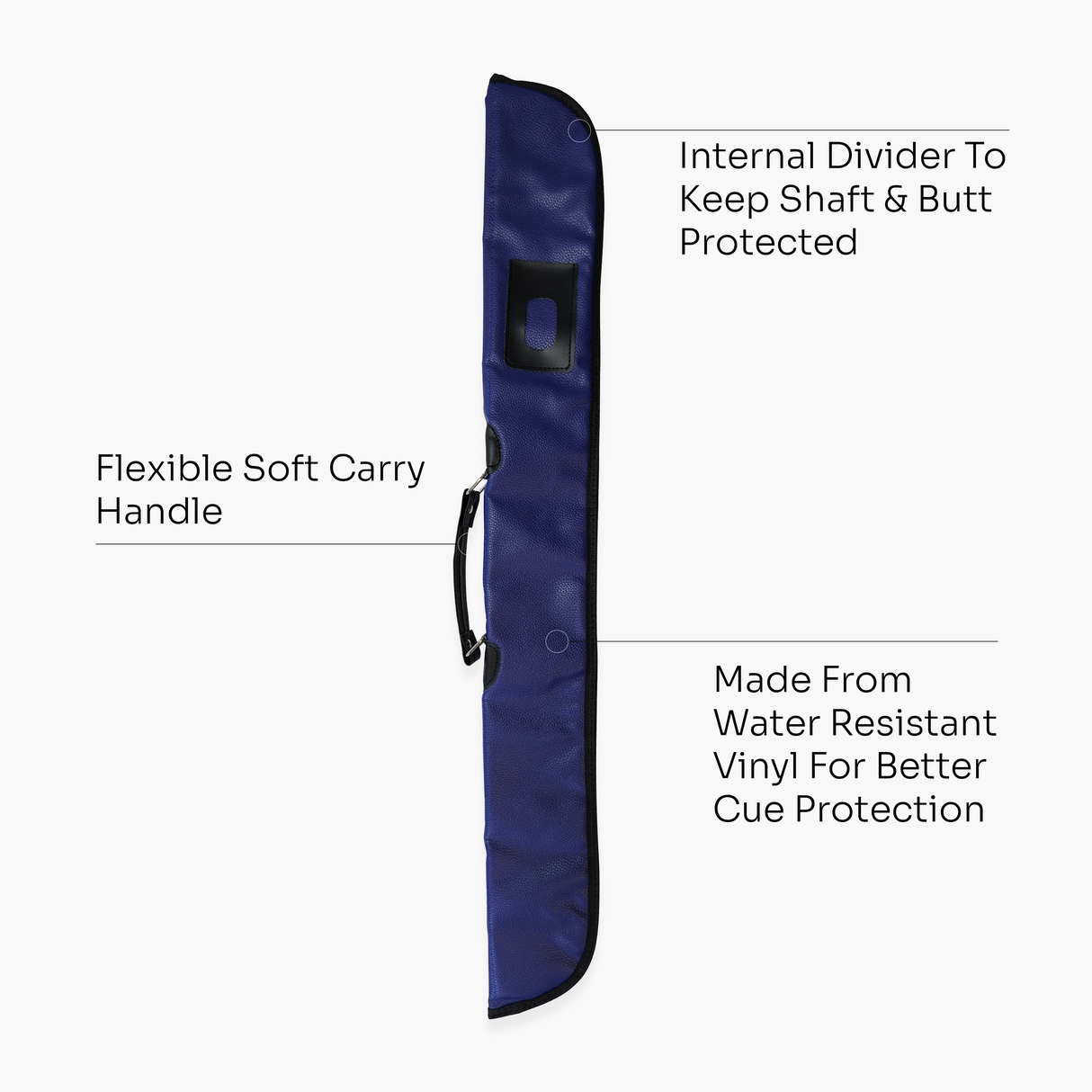 Quality Thick Padded Navy Vinyl 2pc Soft Cue Case