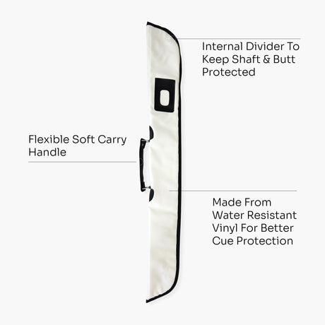 Quality Thick Padded WHITE Vinyl 2pc Soft Cue Case Cue & Case
