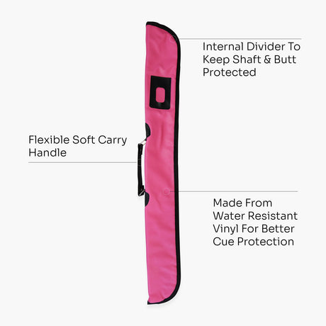 Quality Thick Padded HOT PINK Vinyl 2pc Soft Snooker Pool Cue Case Cue & Case