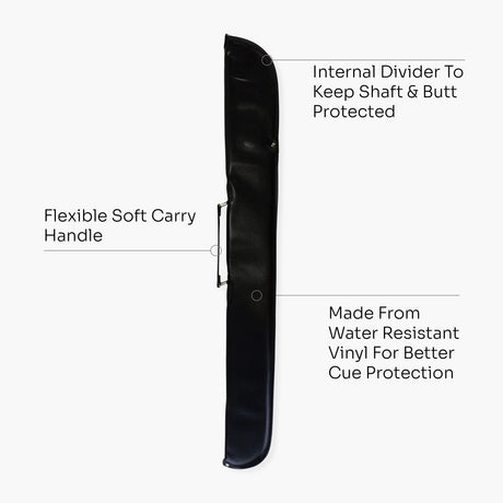 Economy Plain Black Vinyl Soft Cue Case for 57 Inch 2 Piece Snooker or Pool Cue Cue & Case