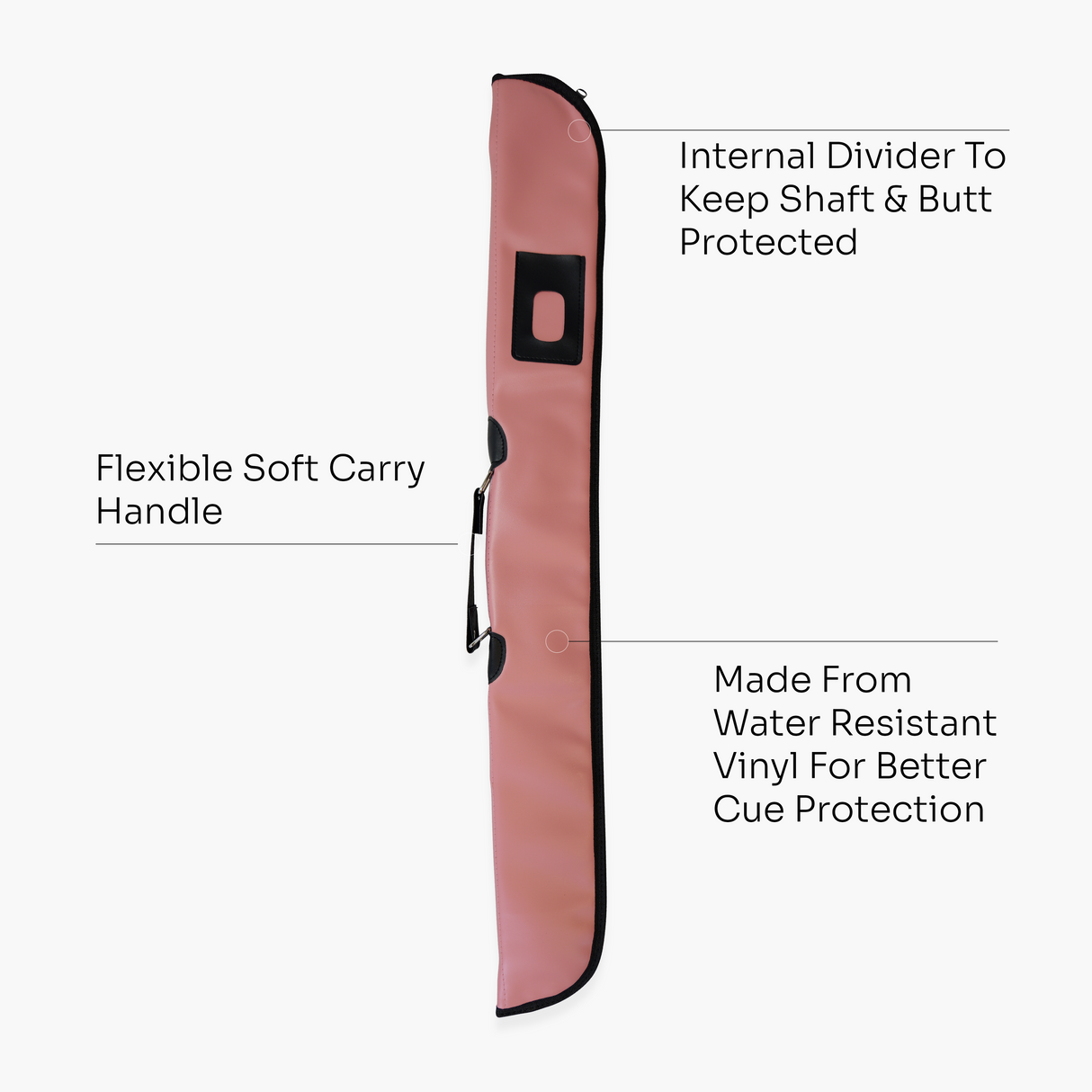 Quality Thick Padded Light Pink Vinyl 2pc Soft Cue Case