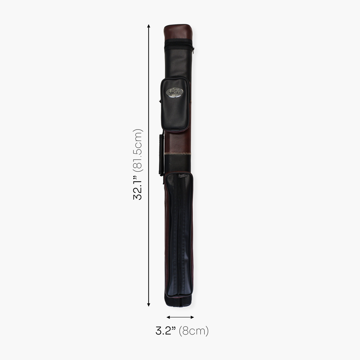 Baize Master BROWN & BLACK Leather Patch Effect SQUARE Cue Case - Holds 2 Centre Jointed Cues