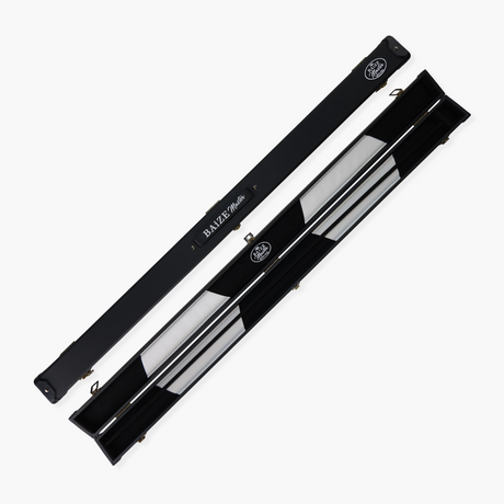 Baize Master BLACK + WHITE INTERIOR 3/4 Deluxe Black Pool Snooker Cue Case with Plastic Ends and Embroidered Logo Baize Master