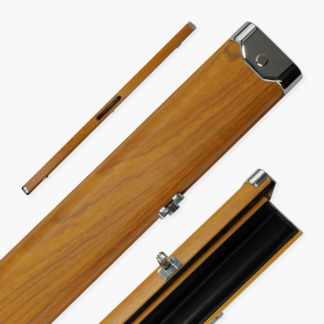 Pro Aluminium One Piece Wood Grain Cue Case Metal Ends - Holds 2 Cues