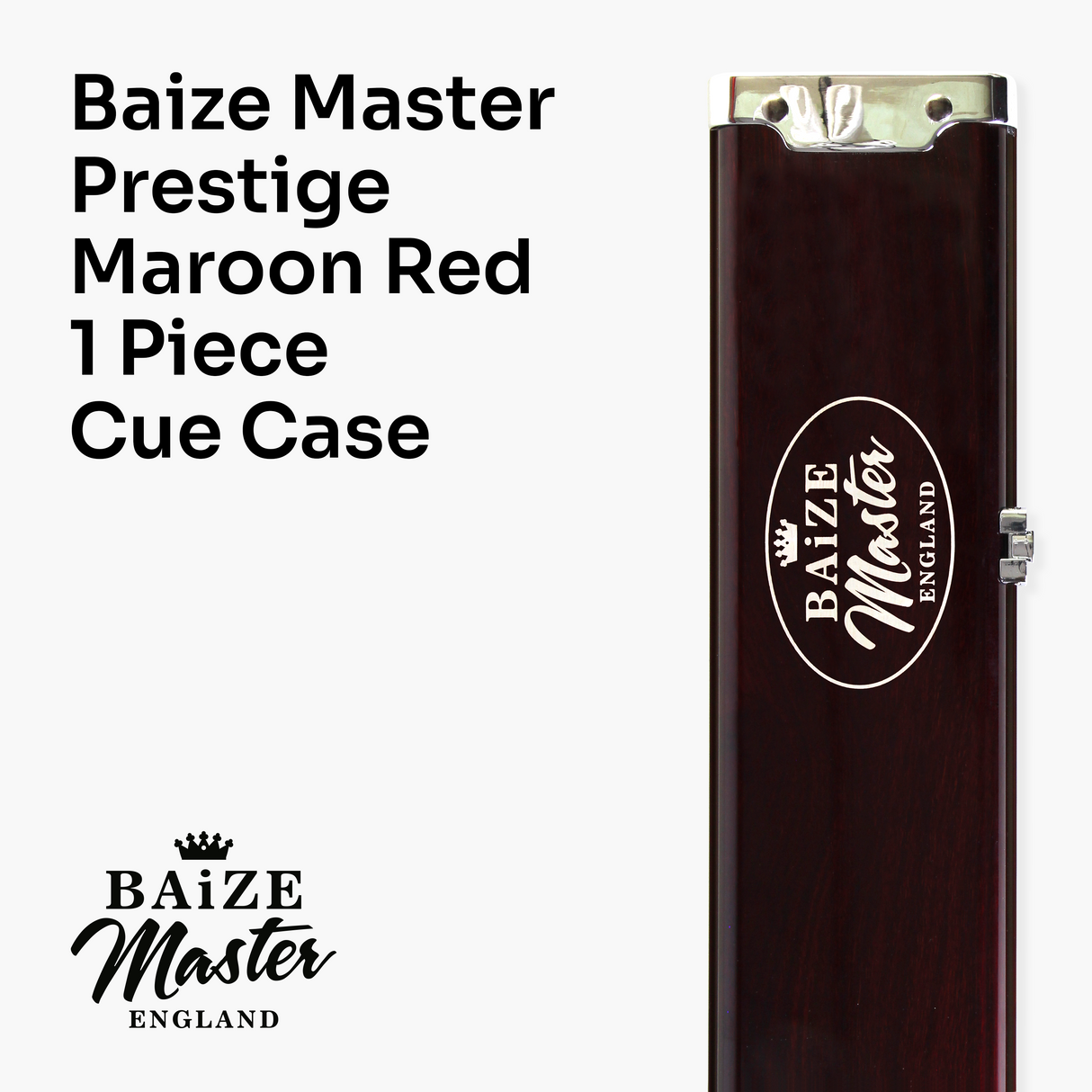 Baize Master PRESTIGE 1 Piece Metal Snooker Pool Cue Case - Holds 3 Cues