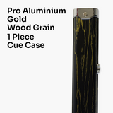Pro Aluminium One Piece Wood Grain Cue Case Metal Ends - Holds 2 Cues