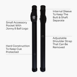 Jonny 8 Ball Black Tubular Cue Case + Shoulder Strap - Holds 2pc Snooker or Pool Cue