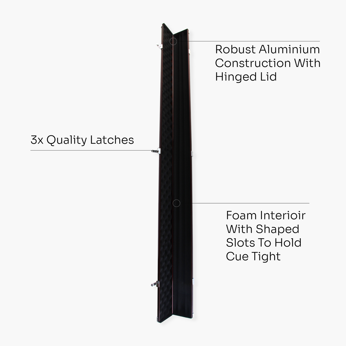 Baize Master PRESTIGE 1 Piece Metal Snooker Pool Cue Case - Holds 3 Cues