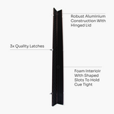 Baize Master PRESTIGE 1 Piece Metal Snooker Pool Cue Case - Holds 3 Cues