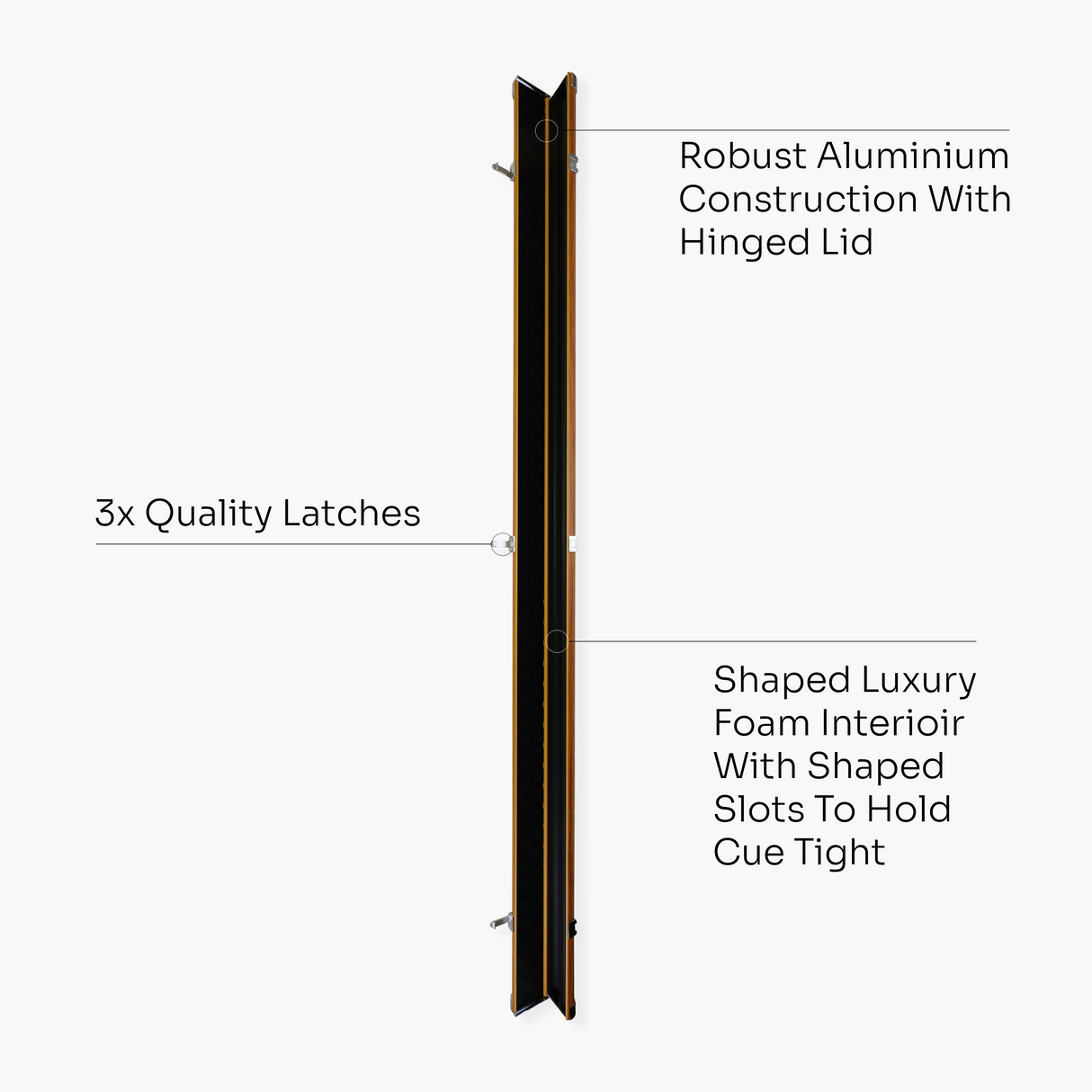 Pro Aluminium One Piece Wood Grain Cue Case Metal Ends - Holds 2 Cues