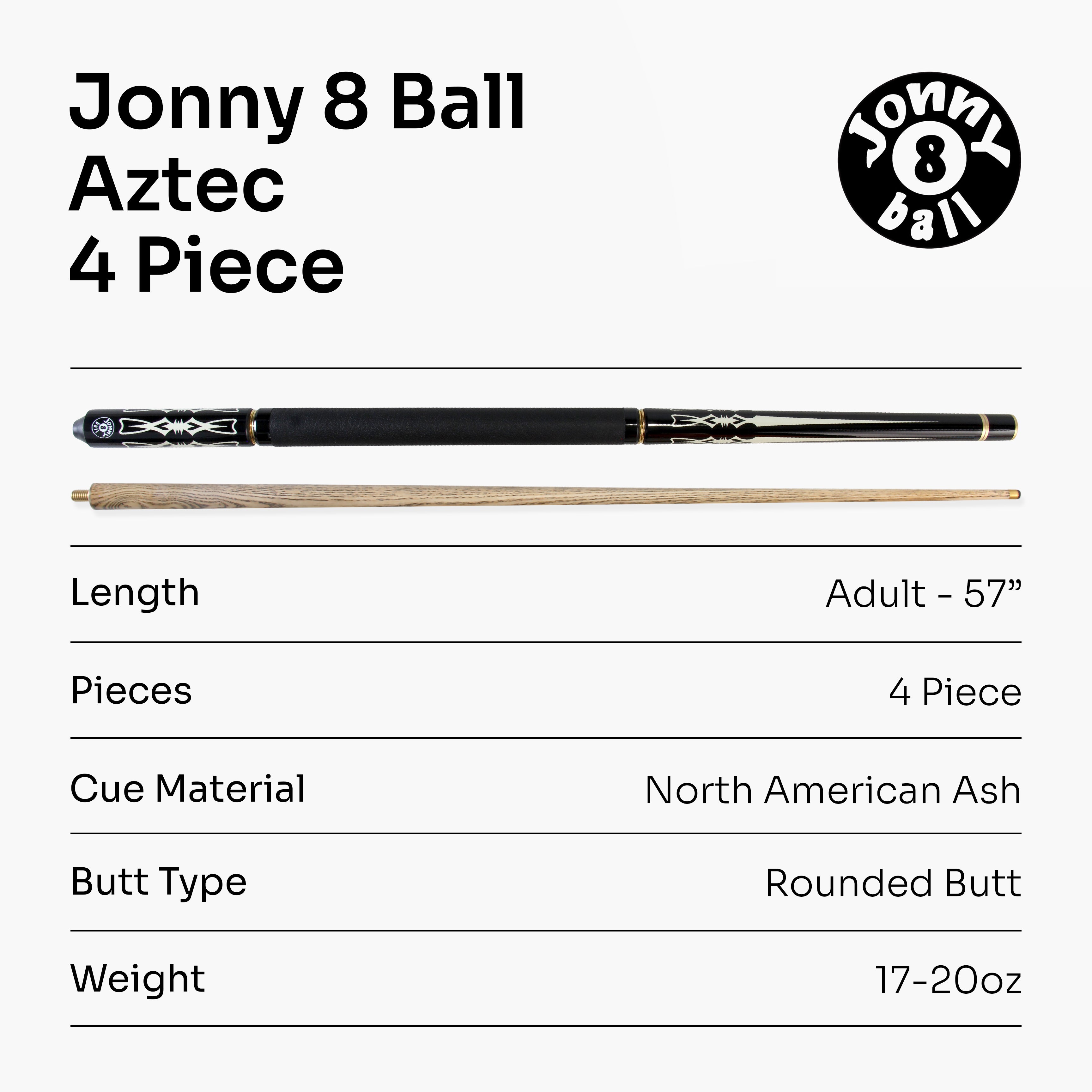 Jonny 8 Ball AZTEC Adjustable Cue - Exotic Design, Custom Lengths