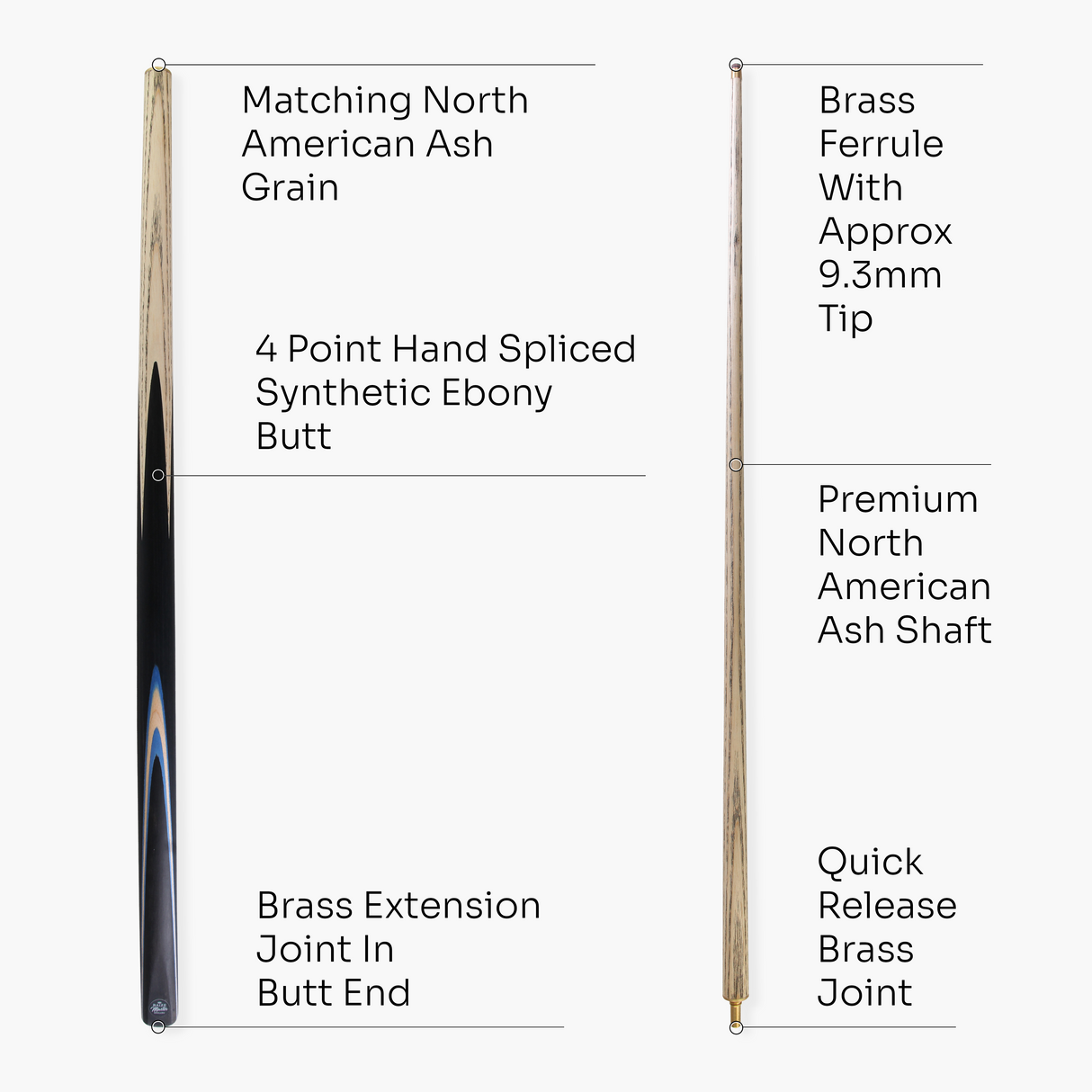 Baize Master Challenger 57" 2-Piece Cue - 9.3mm Tip with Case, Extension & Mini Butt