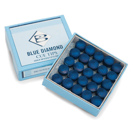 25 X 10mm Leather Blue Diamond Snooker Pool Cue Tips - Free Sandpaper