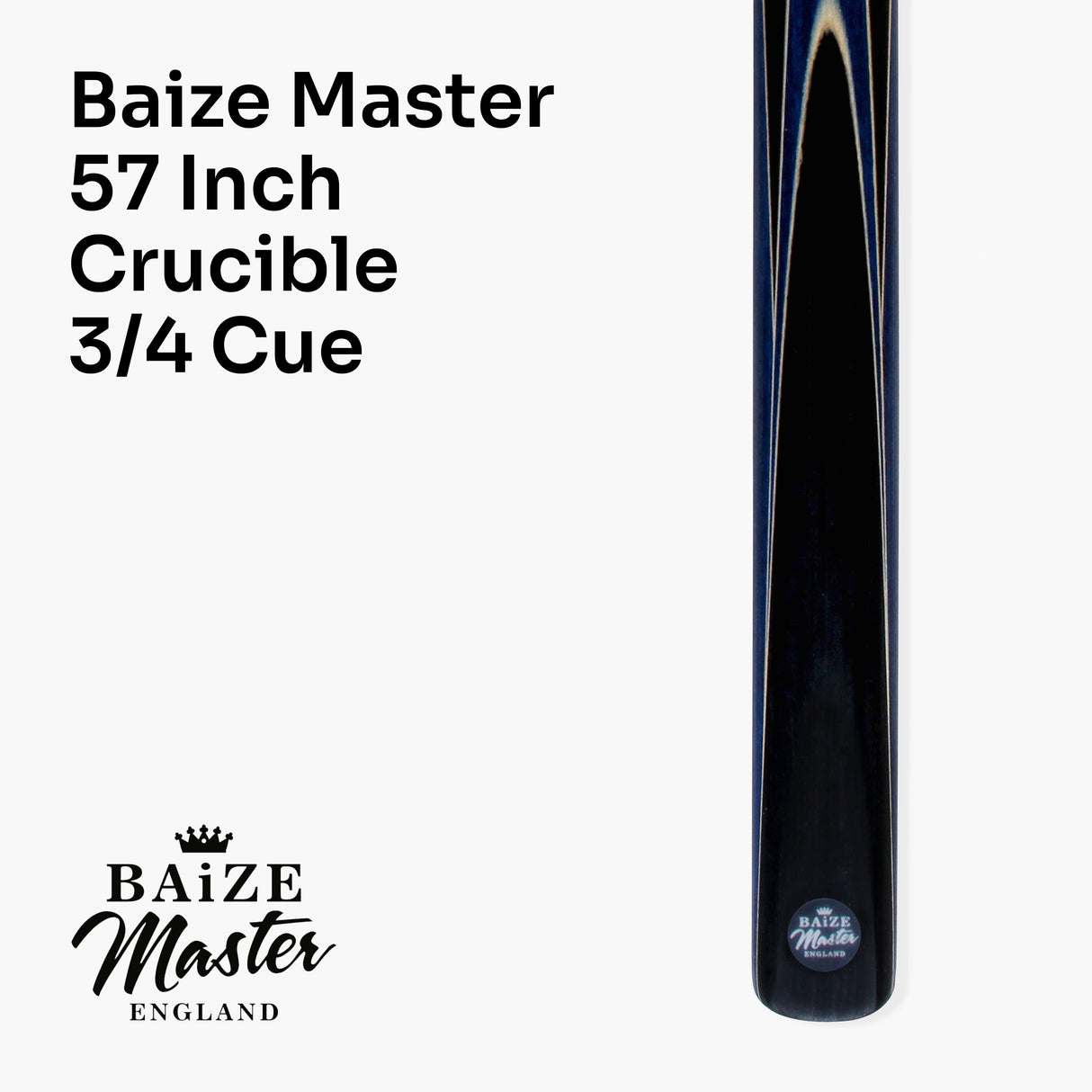 Baize Master Crucible 57 Inch 3/4 Jointed Snooker Pool Cue and Case Set 9.5mm Tip