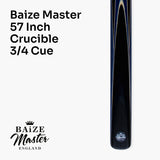 Baize Master Crucible 57 Inch 3/4 Jointed Snooker Pool Cue and Case Set 9.5mm Tip