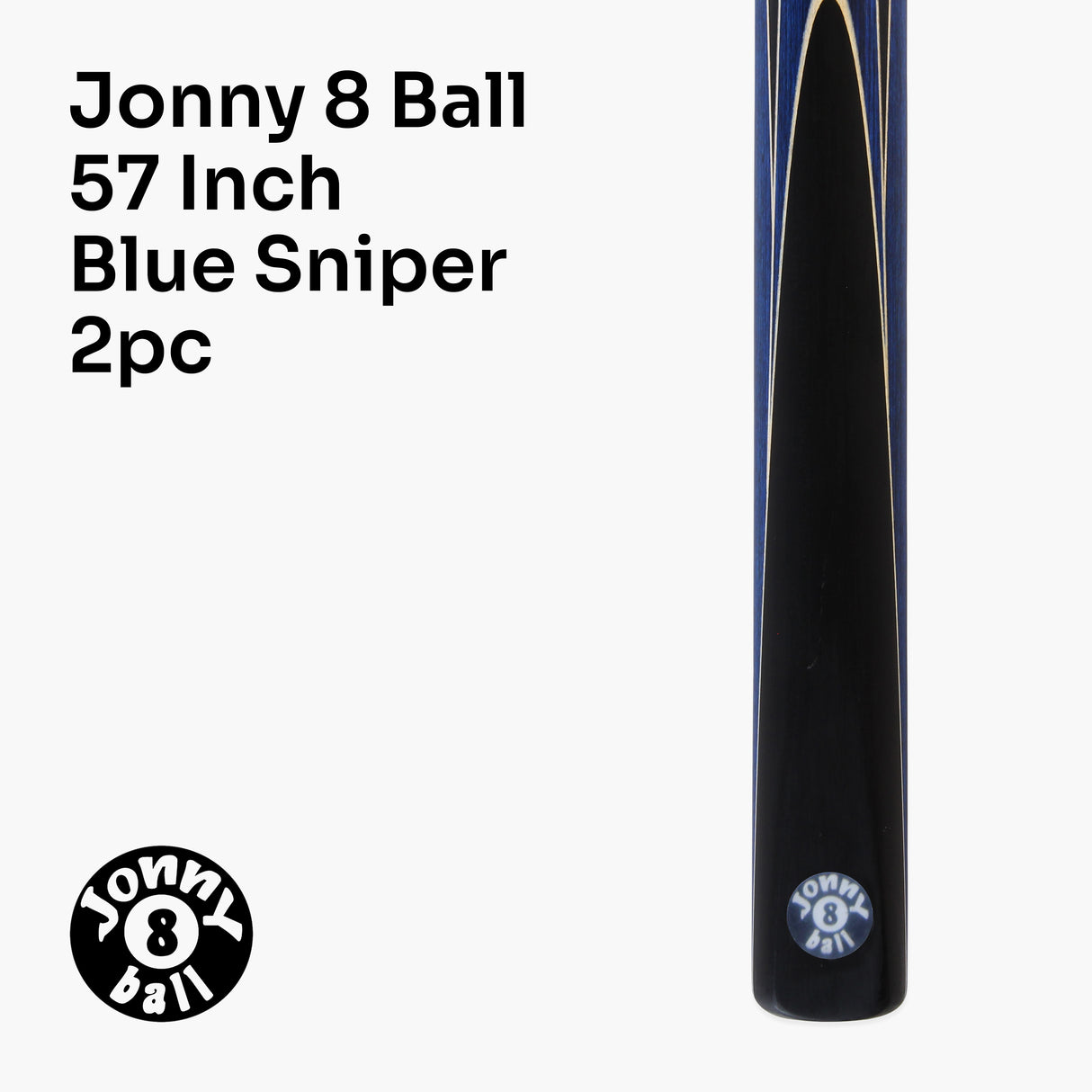 Jonny 8 Ball Sniper 57 Inch 2 Piece Pool Cue and Case Set 8mm Pro Tip With Black Hard Case