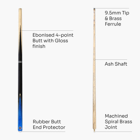 Baize Master VICTORY 57 Inch 2 Piece Ash Snooker Pool Cue with 9.5mm Layered Tip